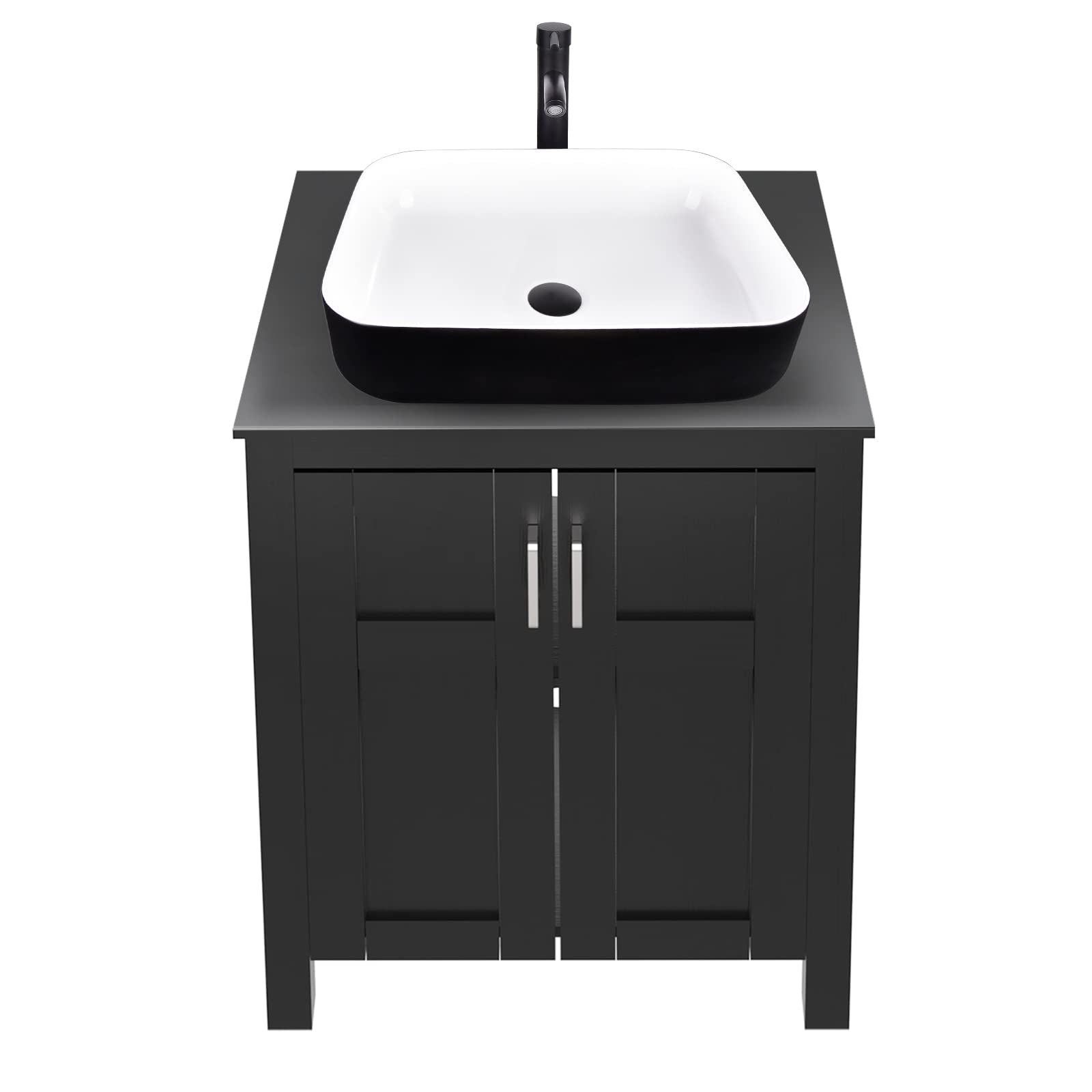 Black Bathroom Vanity Set with Black Ceramic Vessel Sink HW1120