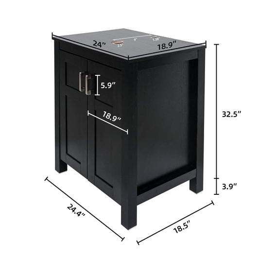 Wood Black 24 Inches Bathroom Vanity Without Mirror-HW1120