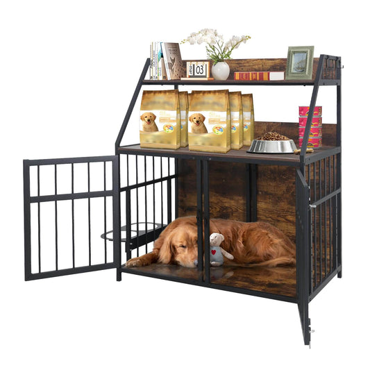 Heavy Duty Dog Crate with Storage Shelf PF007