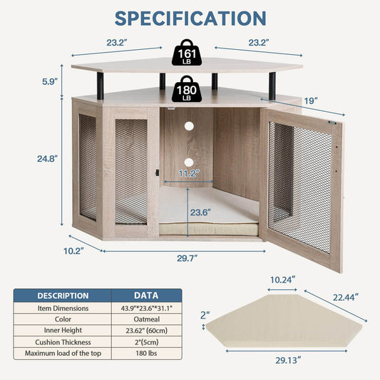 Dog Crate with Cushion Corner Furniture PF7316