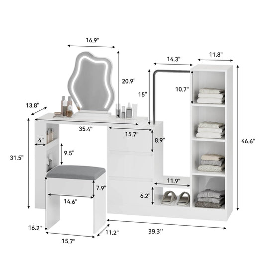 Makeup Vanity Set with Hanger and Storage Shelves IF089