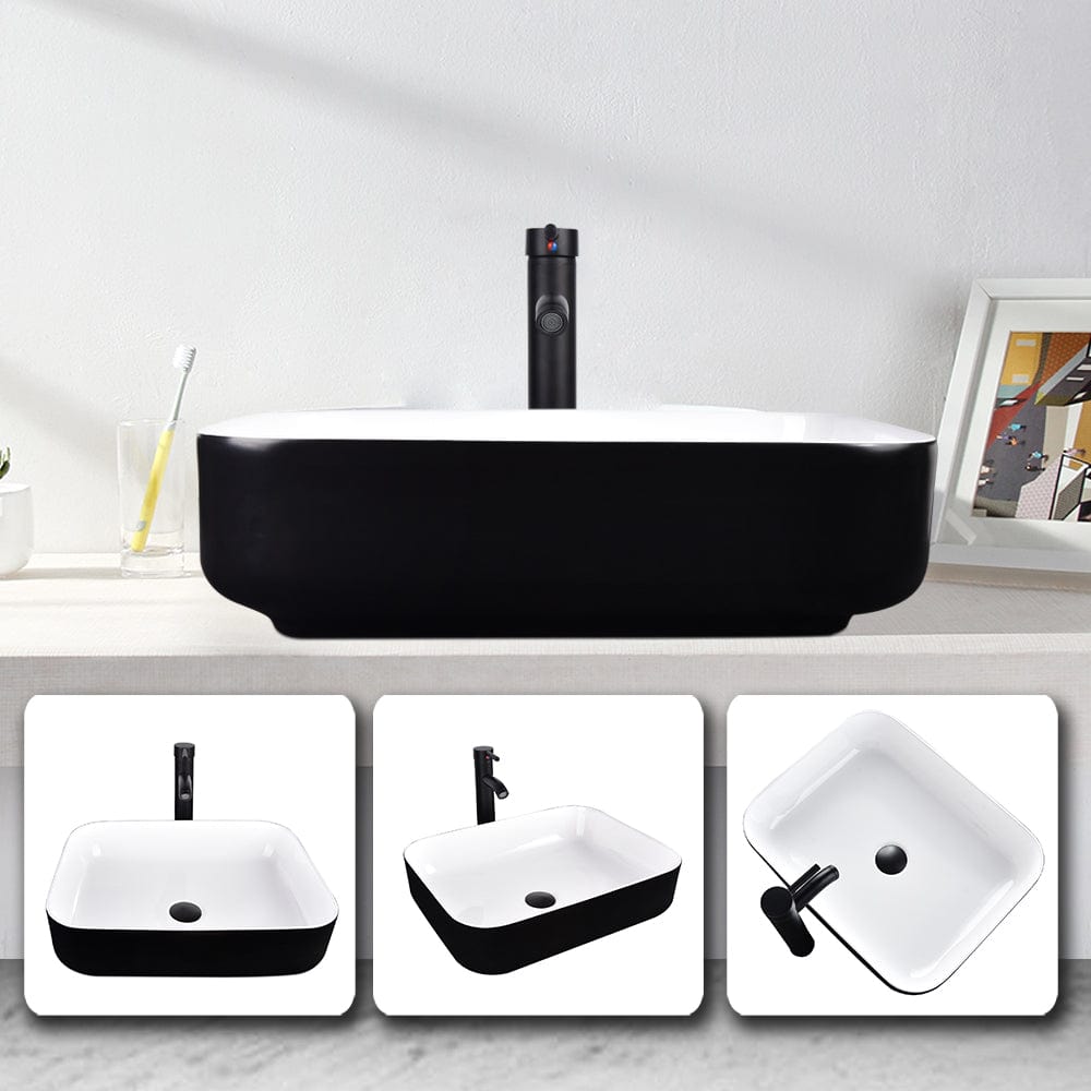 4 Angles of black ceramic sink