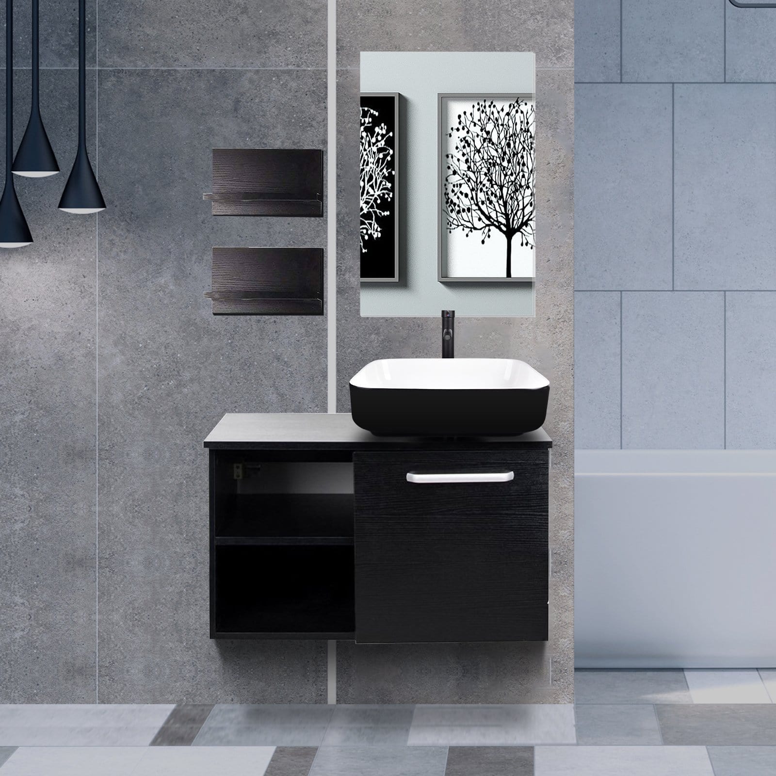 Wall-mounted Vanity Set, Modern Design scene image