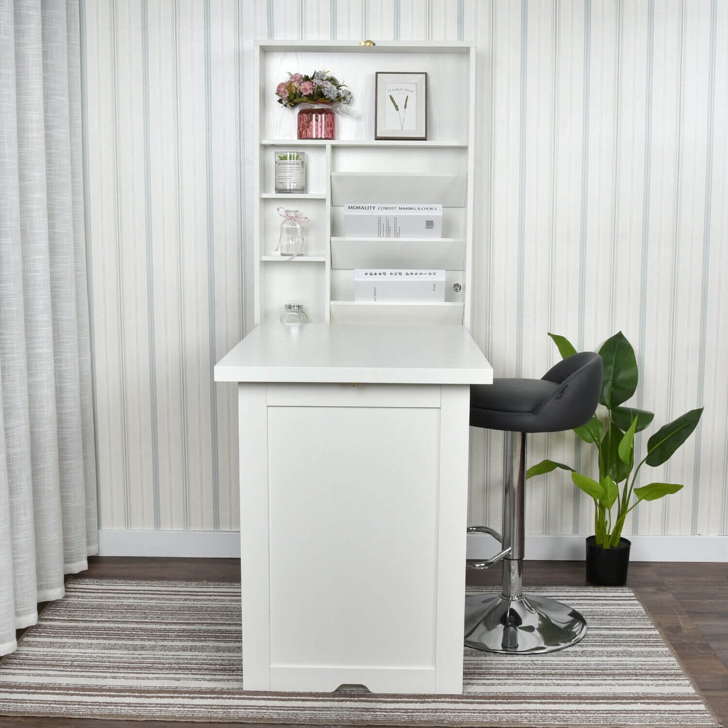 Elecwish Desk White Wall Mounted Computer Desk HW1096 display