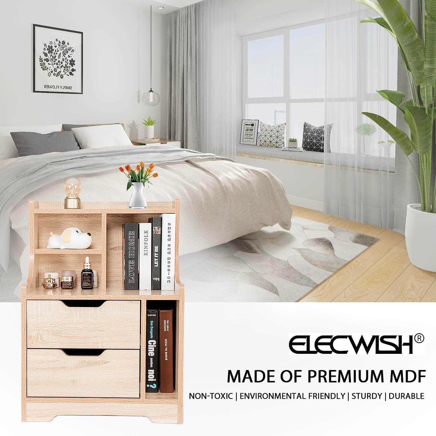 Elecwish End Tables Wood End Table Nightstand