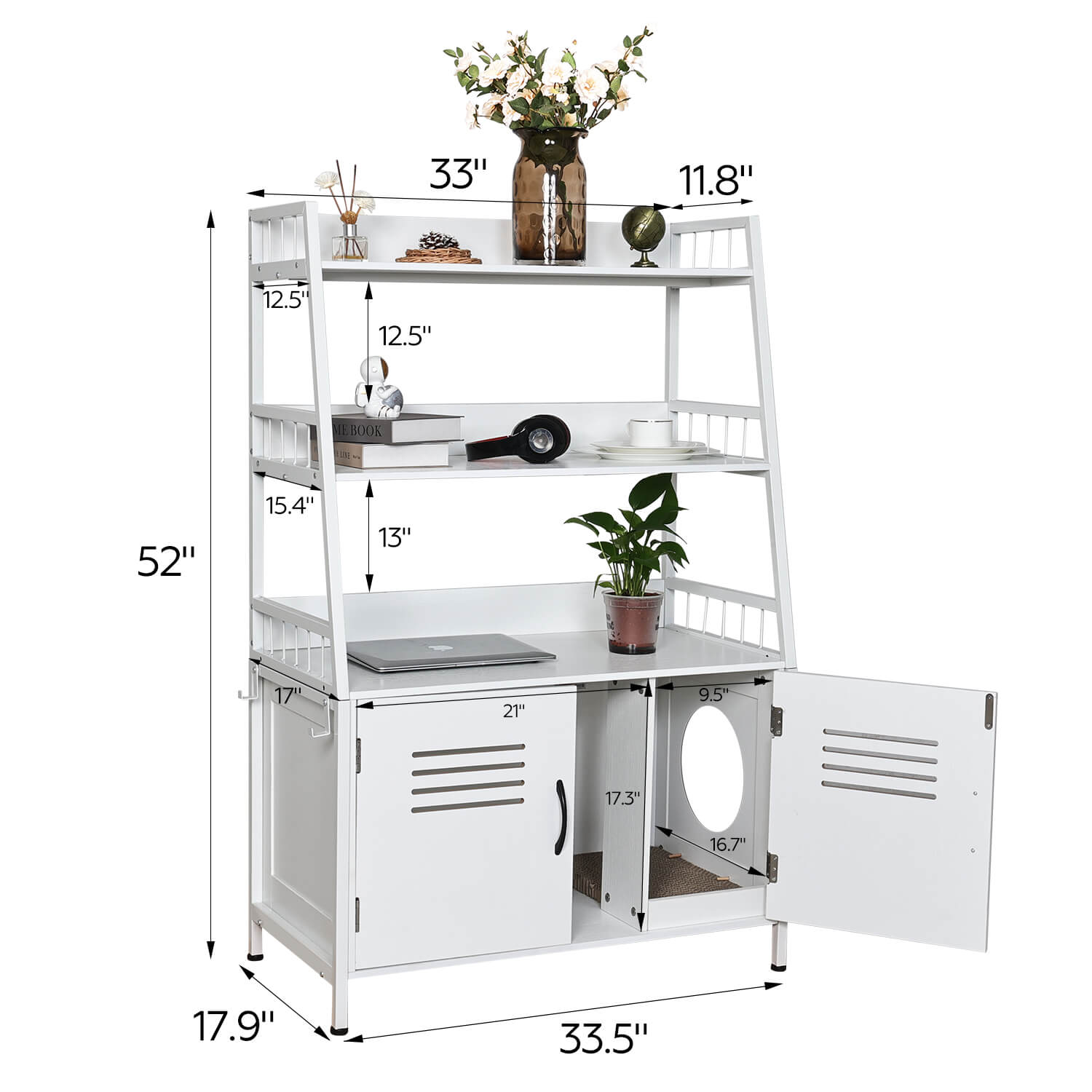 Hidden Cat Litter Box Enclosure with Storage and Scratch Pad PF004 size