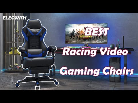 Elecwish Video Game Chairs Gray Gaming Chair With Footrest OC087