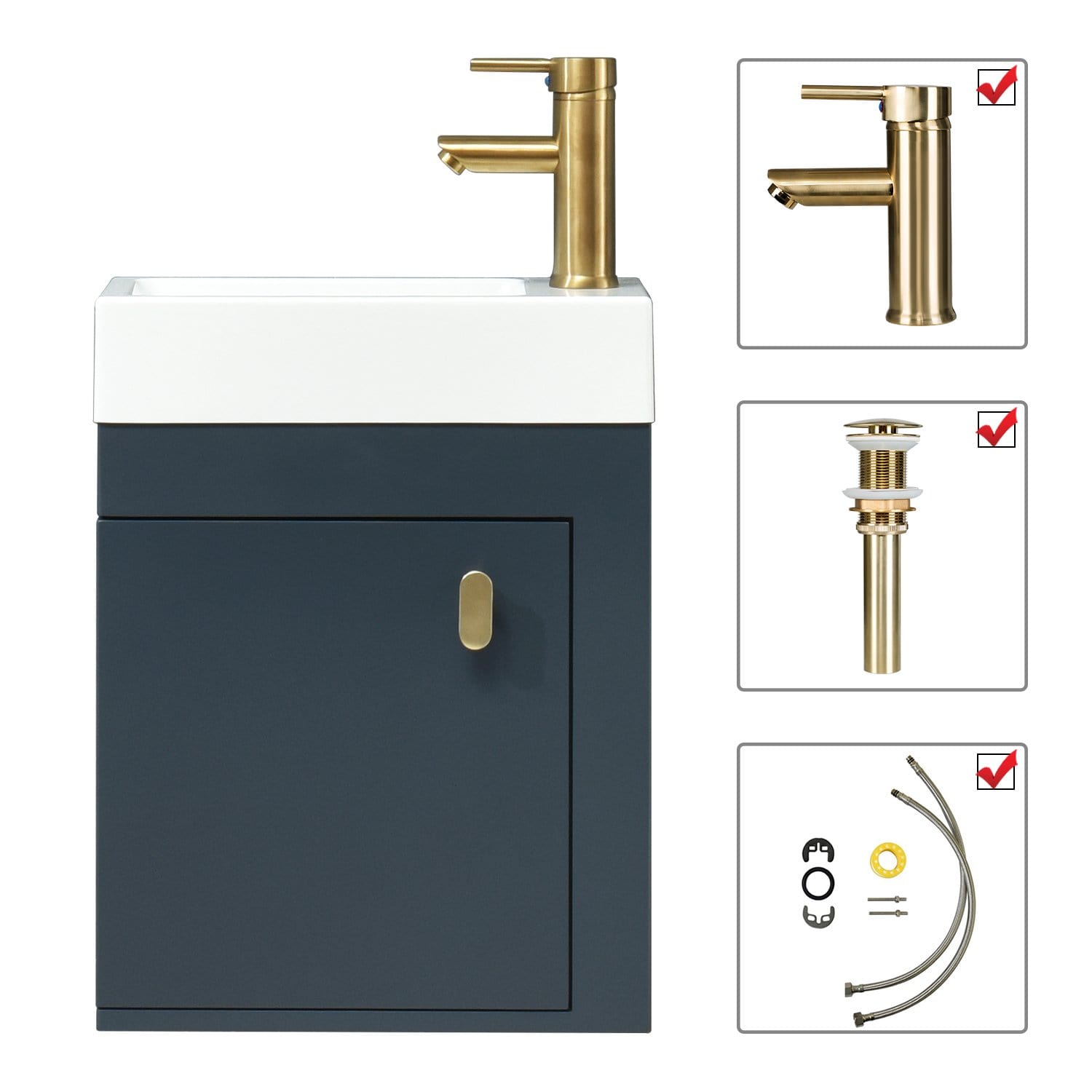 Modern Wall-Mounted Vanity Set, Corrosion-Resistant parts display