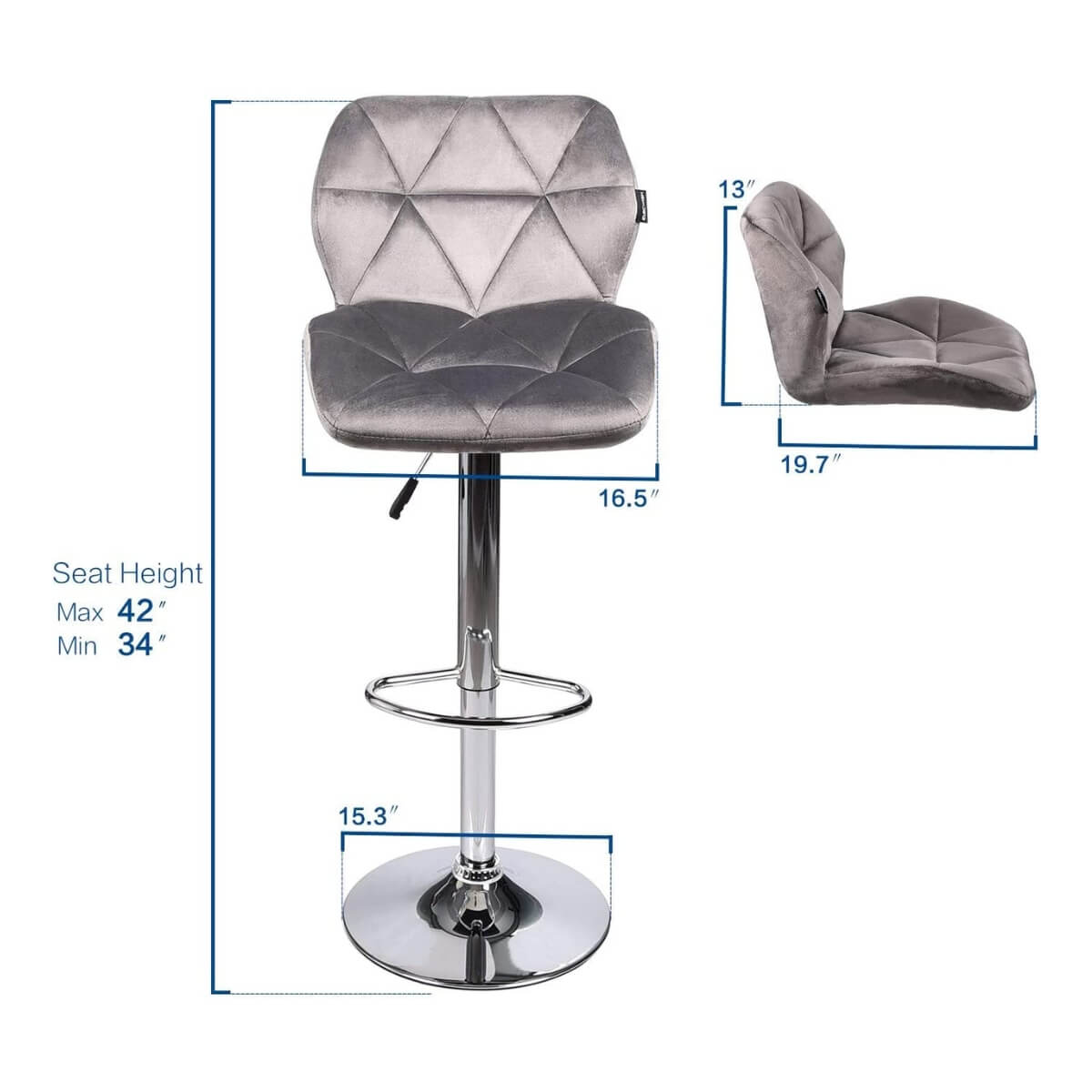 Faux leather silver bar stool size ow005